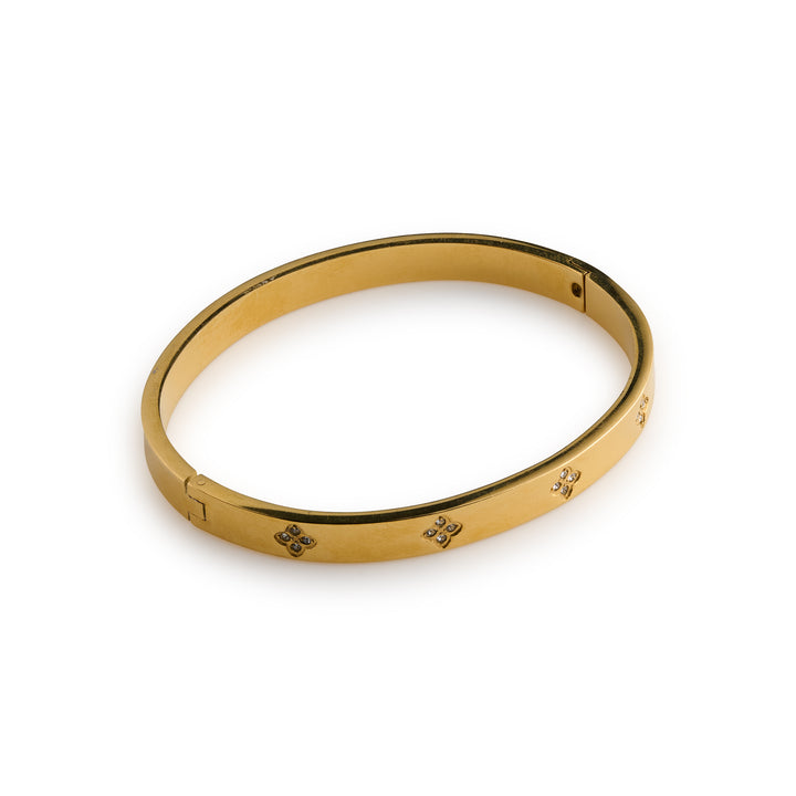 Liv - Bracelet Jonc Trèfle en Cristal Acier Inoxydable