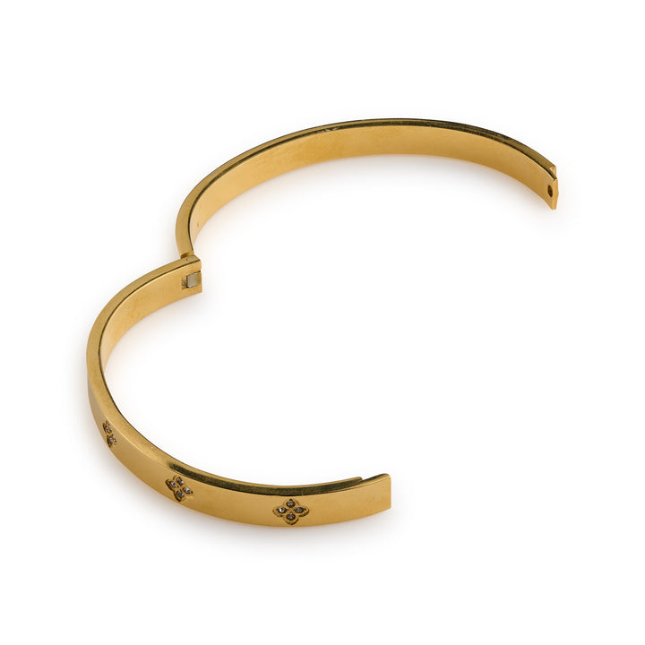 Liv - Bracelet Jonc Trèfle en Cristal Acier Inoxydable
