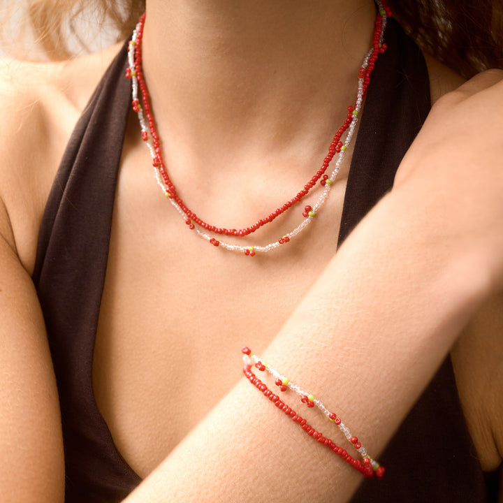 Leonie - Bracelet double perles cerises