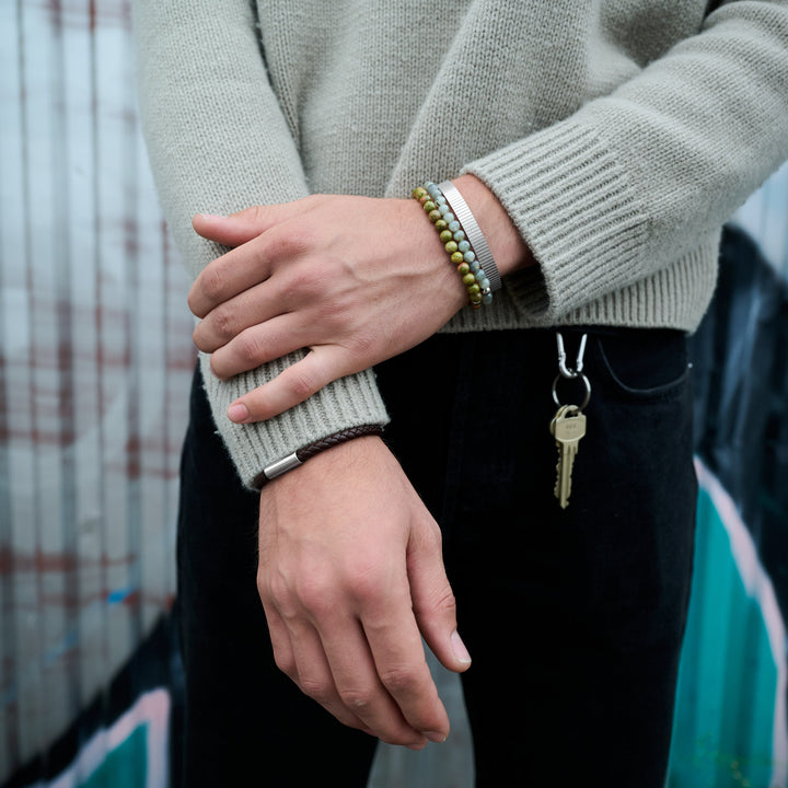 Tage - Bracelet Jonc Cannelé en Acier Inoxydable