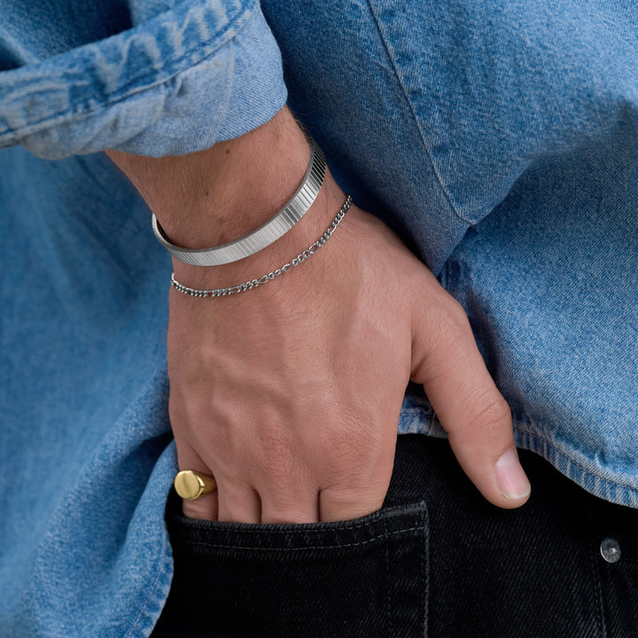 Tage - Bracelet Jonc Cannelé en Acier Inoxydable