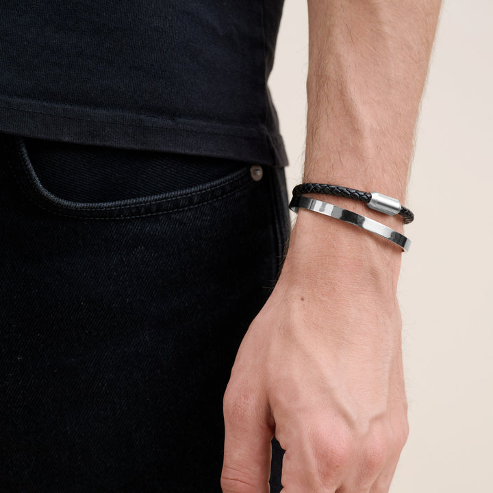 Oliver - Bracelet en cuir acier inoxydable
