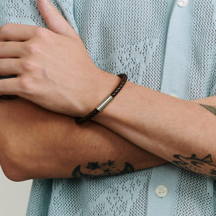 Oliver - Bracelet en cuir acier inoxydable