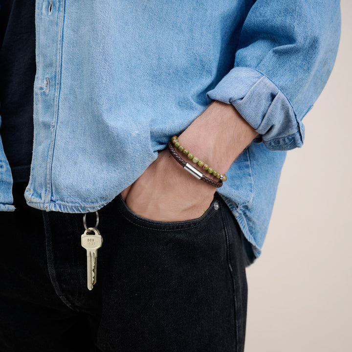 Oliver - Bracelet en cuir acier inoxydable