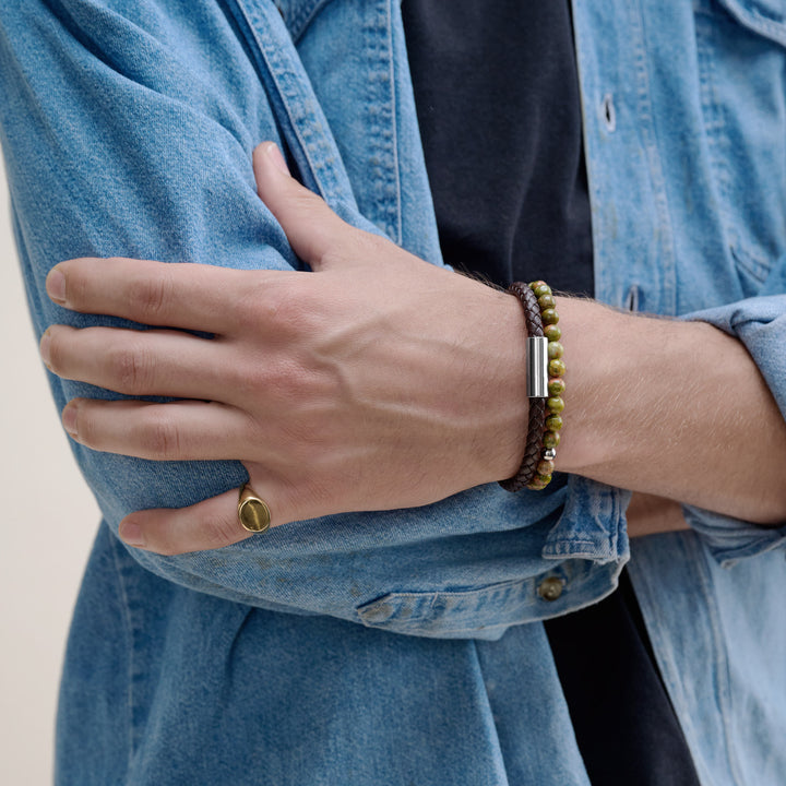 Oliver - Bracelet en cuir acier inoxydable