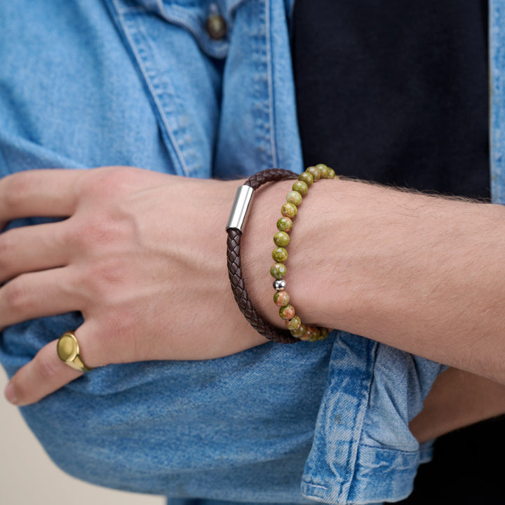 Oliver - Bracelet en cuir acier inoxydable