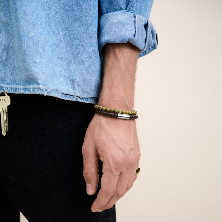 Oliver - Bracelet en cuir acier inoxydable