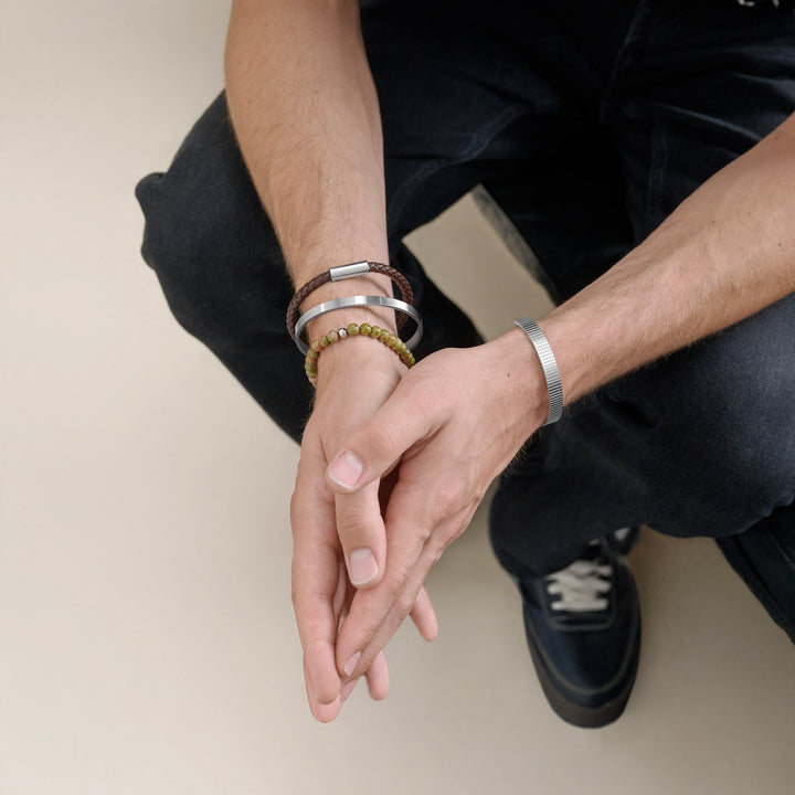 Oliver - Bracelet en cuir acier inoxydable