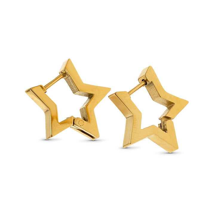 Vilda - Boucles d'oreilles anneau étoile en acier inoxydable