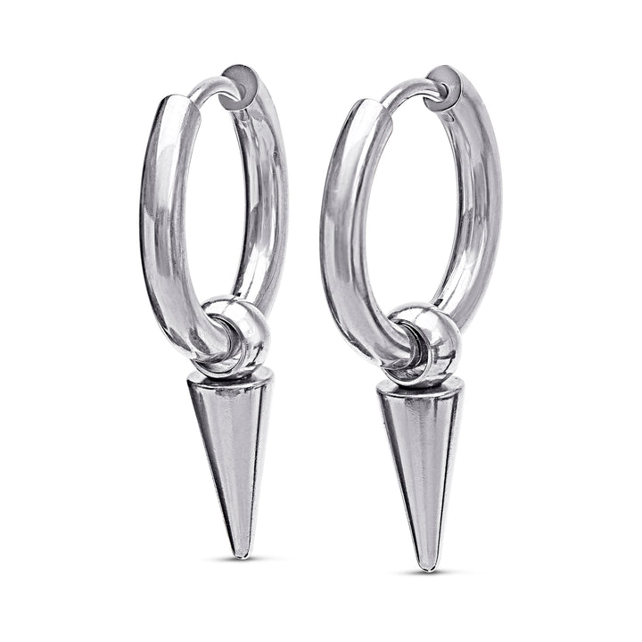 Pim - Boucles d'oreilles à cerceau avec pointes en acier inoxydable