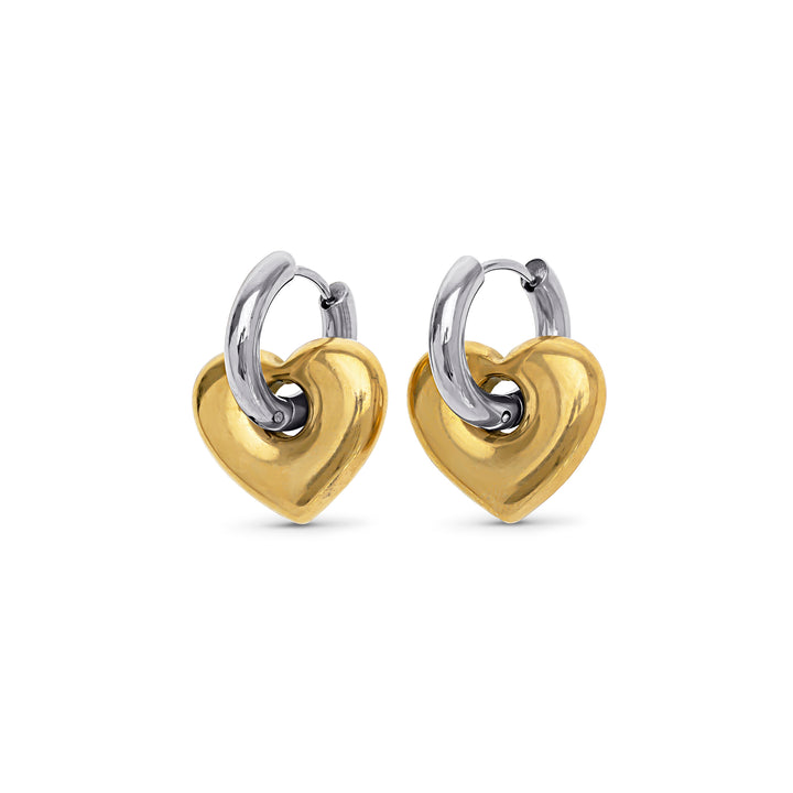 Sadie - Boucles d'oreilles anneau cœur en acier inoxydable