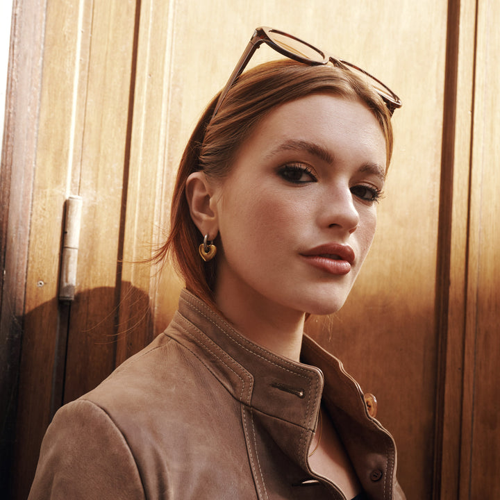 Sadie - Boucles d'oreilles anneau cœur en acier inoxydable