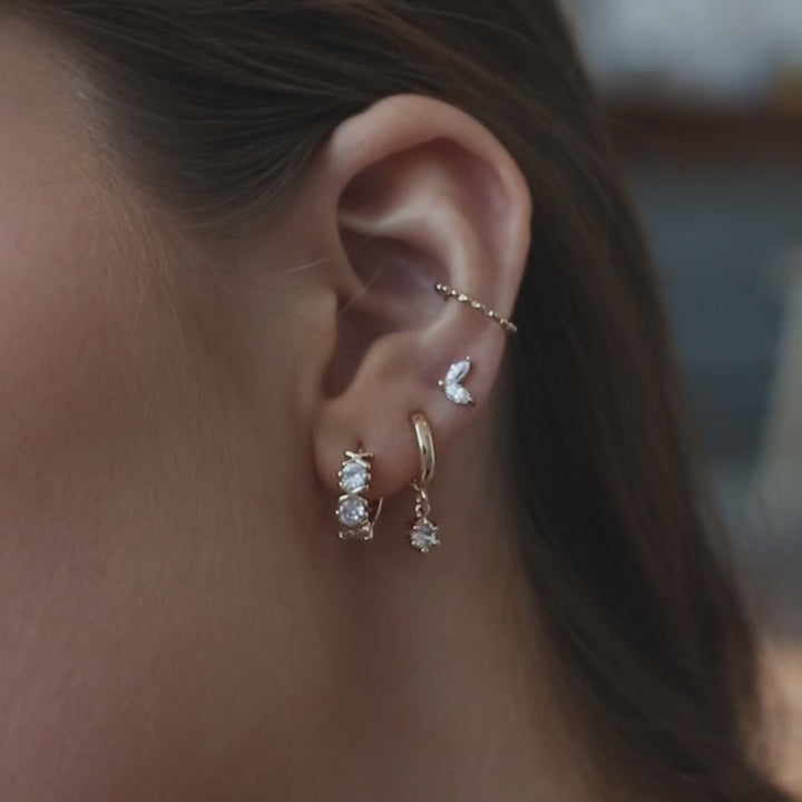 Olivia - Boucles d'oreilles créoles à breloques en cristal