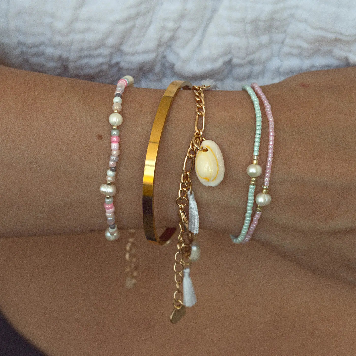 Alba - Bracelet perle avec perle macramé