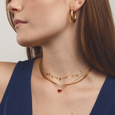 Sarah - Collier Coeur Rouge Acier Inoxydable