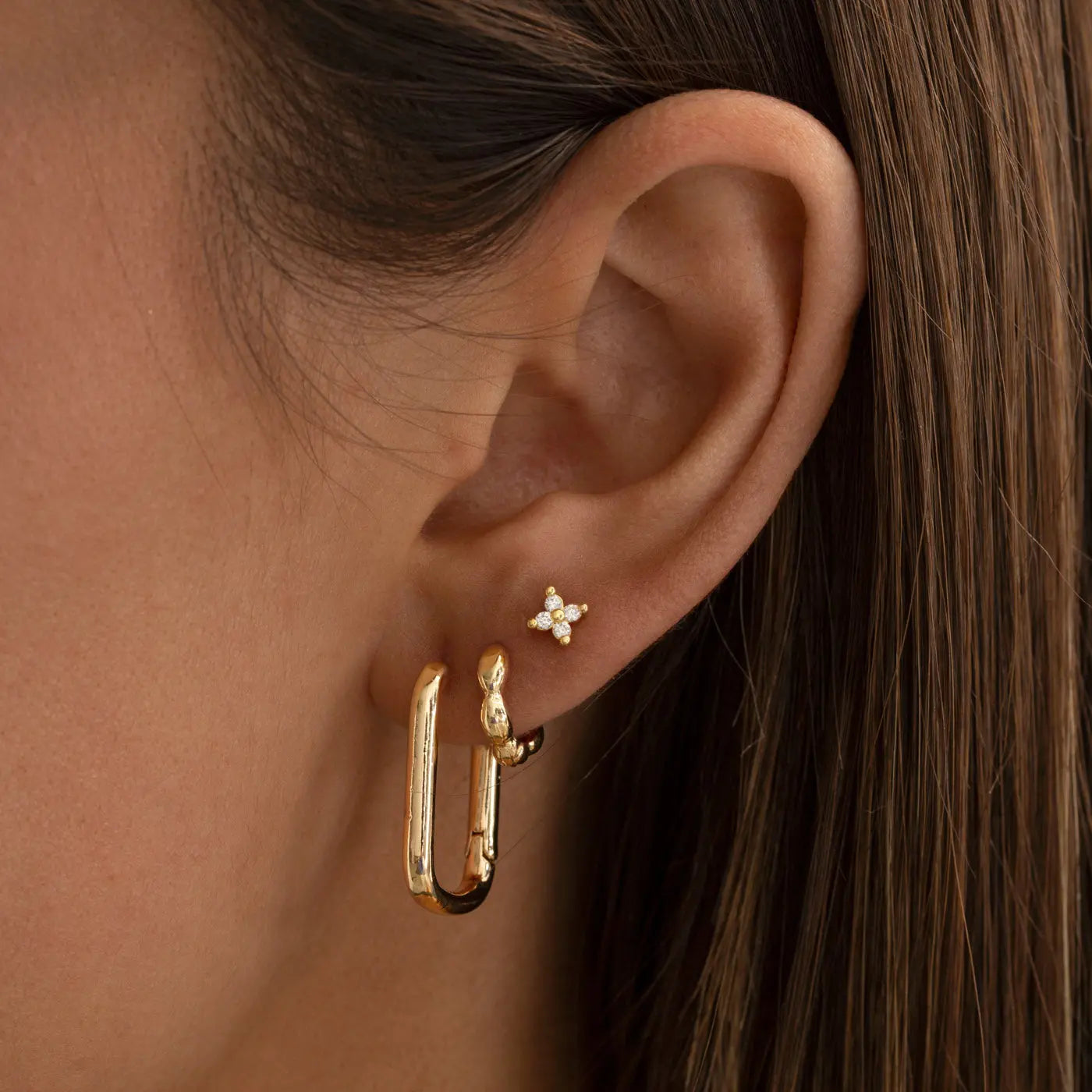 Ana - Clous d'oreilles feuille de cristal