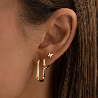 Ana - Clous d'oreilles feuille de cristal