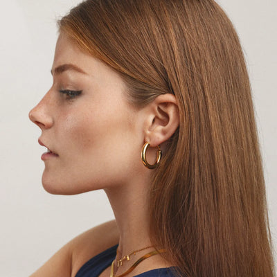 Bianca - Boucles d'Oreilles Créoles Classiques Or Acier Inoxydable