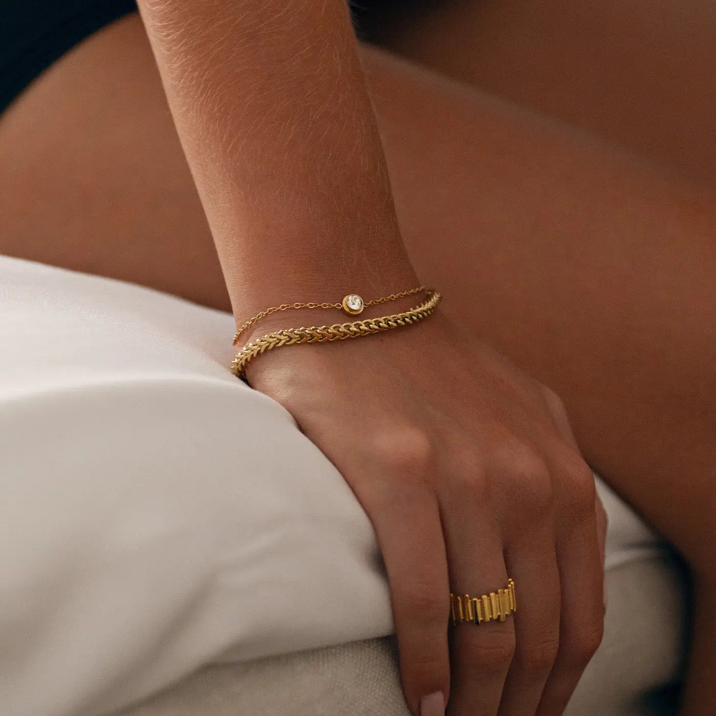 Zoé - Bracelet Chaîne Style Macramé Acier Inoxydable