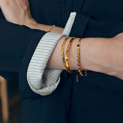 Saga - Bracelet chaîne serpent en cristal multicolore en acier inoxydable