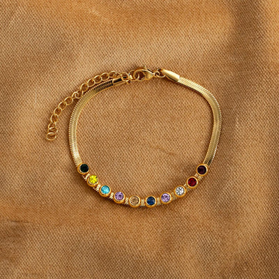 Saga - Bracelet chaîne serpent en cristal multicolore en acier inoxydable