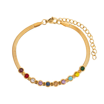 Saga - Bracelet chaîne serpent en cristal multicolore en acier inoxydable