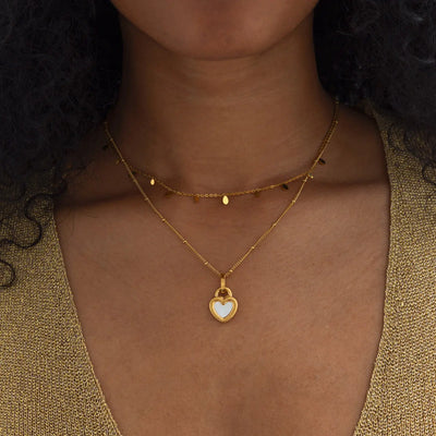 Tyra - Collier Coeur avec Émail Acier Inoxydable
