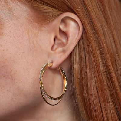 Selina - Boucles d'oreilles créoles en cristal superposées