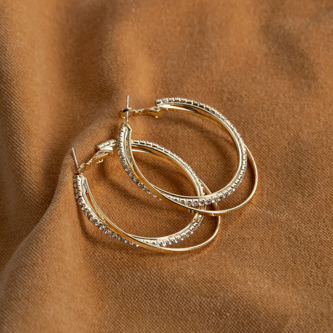 Selina - Boucles d'oreilles créoles en cristal superposées