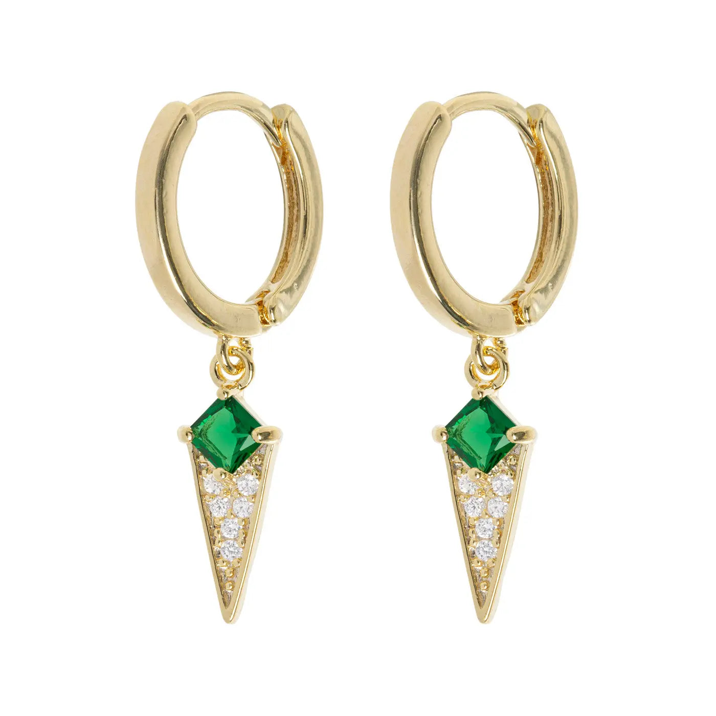 Arya - Boucles d'oreilles à tige en cristal vert