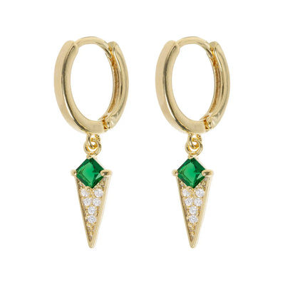 Arya - Boucles d'oreilles à tige en cristal vert