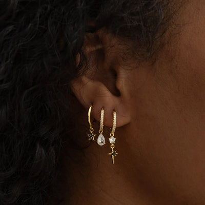 Elvira - Boucles d'oreilles créoles en forme d'étoile de cristal