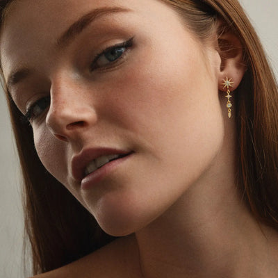 Aurora - Boucles d'oreilles pendantes étoile de luxe en cristal