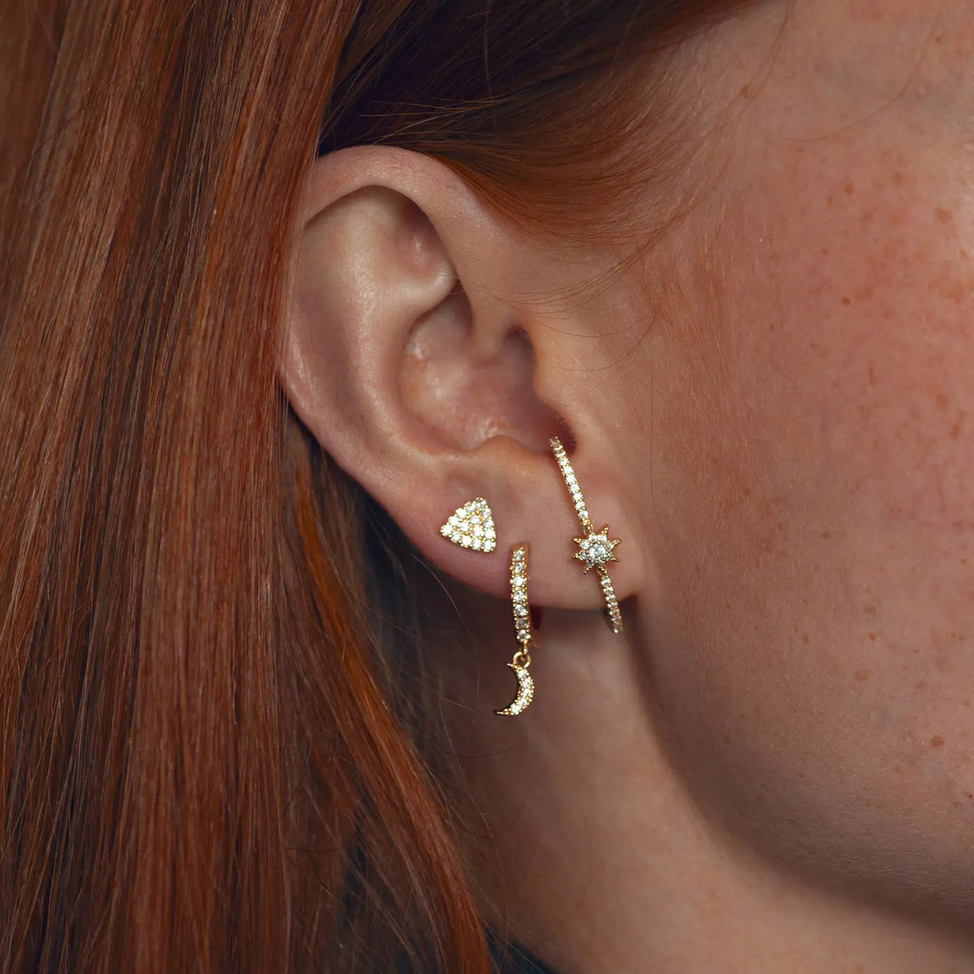 Eliza - Boucles d'oreilles créoles en cristal de lune