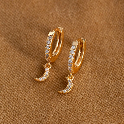 Eliza - Boucles d'oreilles créoles en cristal de lune