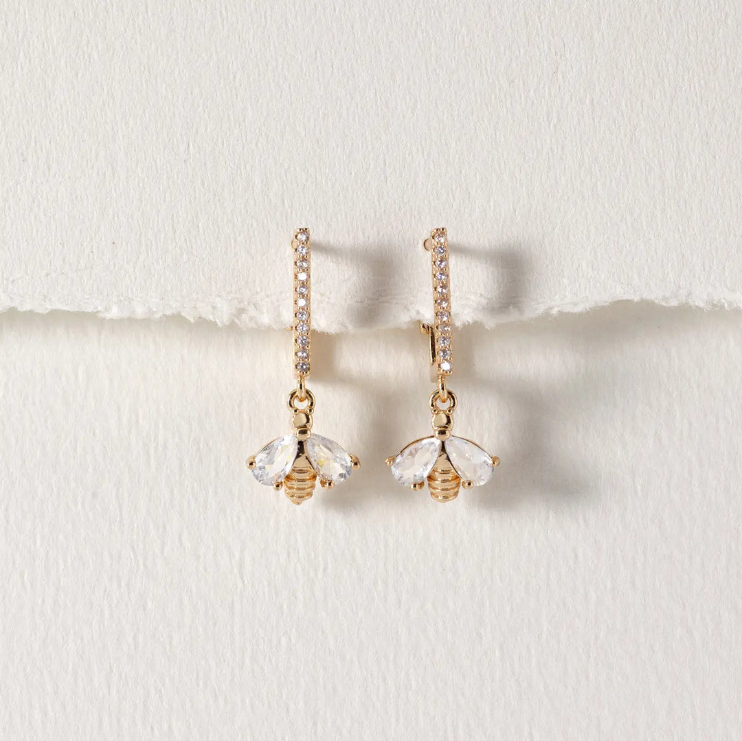 Beatrice - Crystal Bee Hoop Earrings