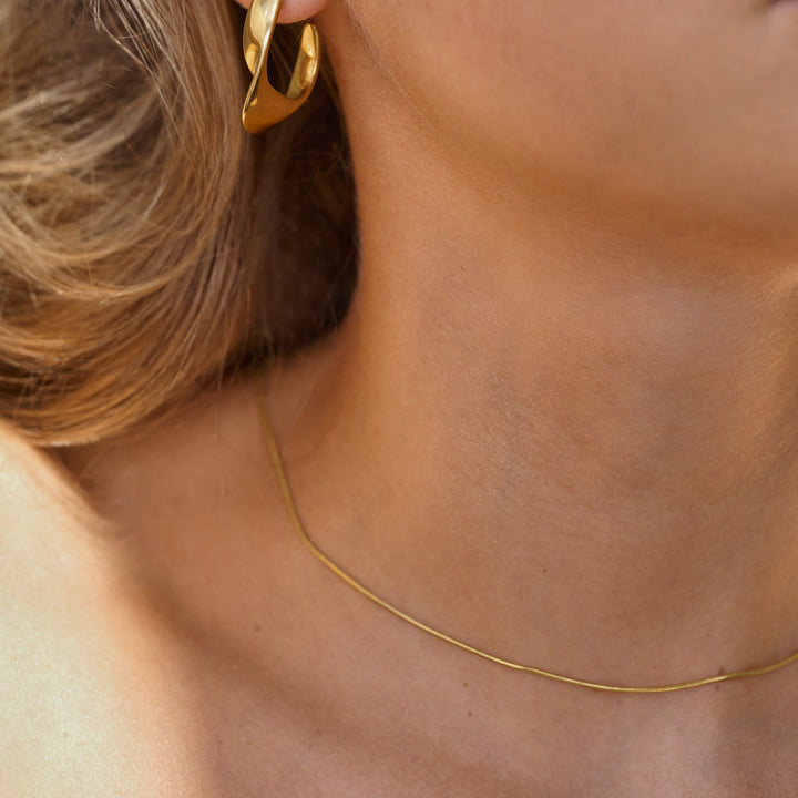 Onyx - Collier chaîne serpent fine en acier inoxydable