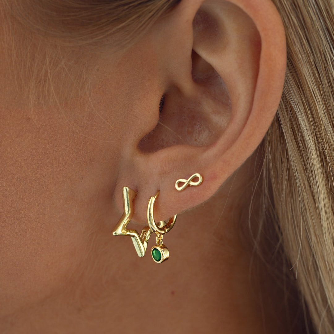 Brave - Boucles d'oreilles en cristal vert en forme de hoop
