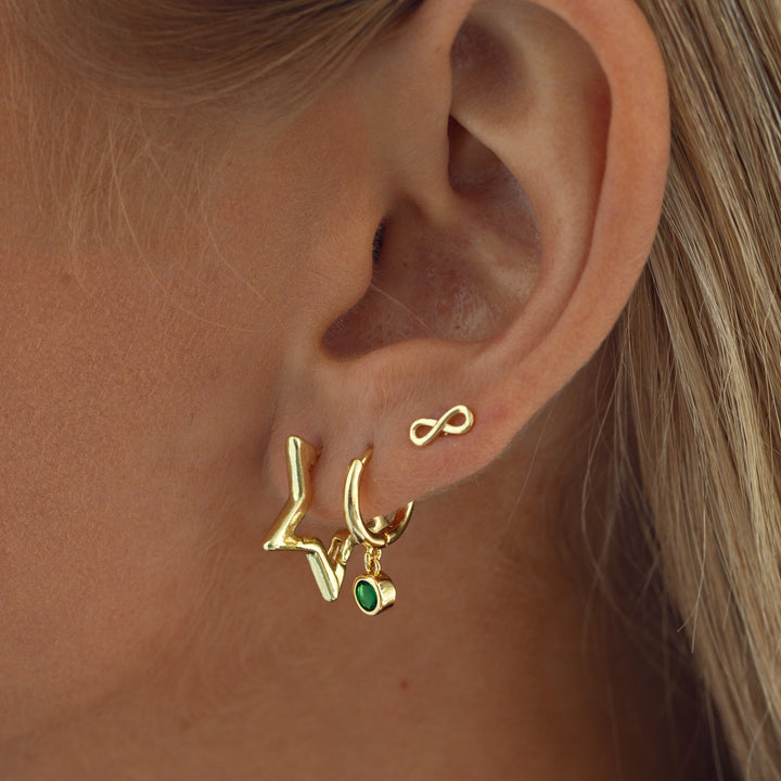 Brave - Boucles d'oreilles en cristal vert en forme de hoop