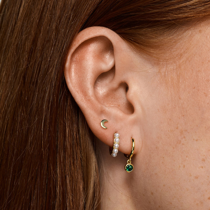 Brave - Boucles d'oreilles en cristal vert en forme de hoop