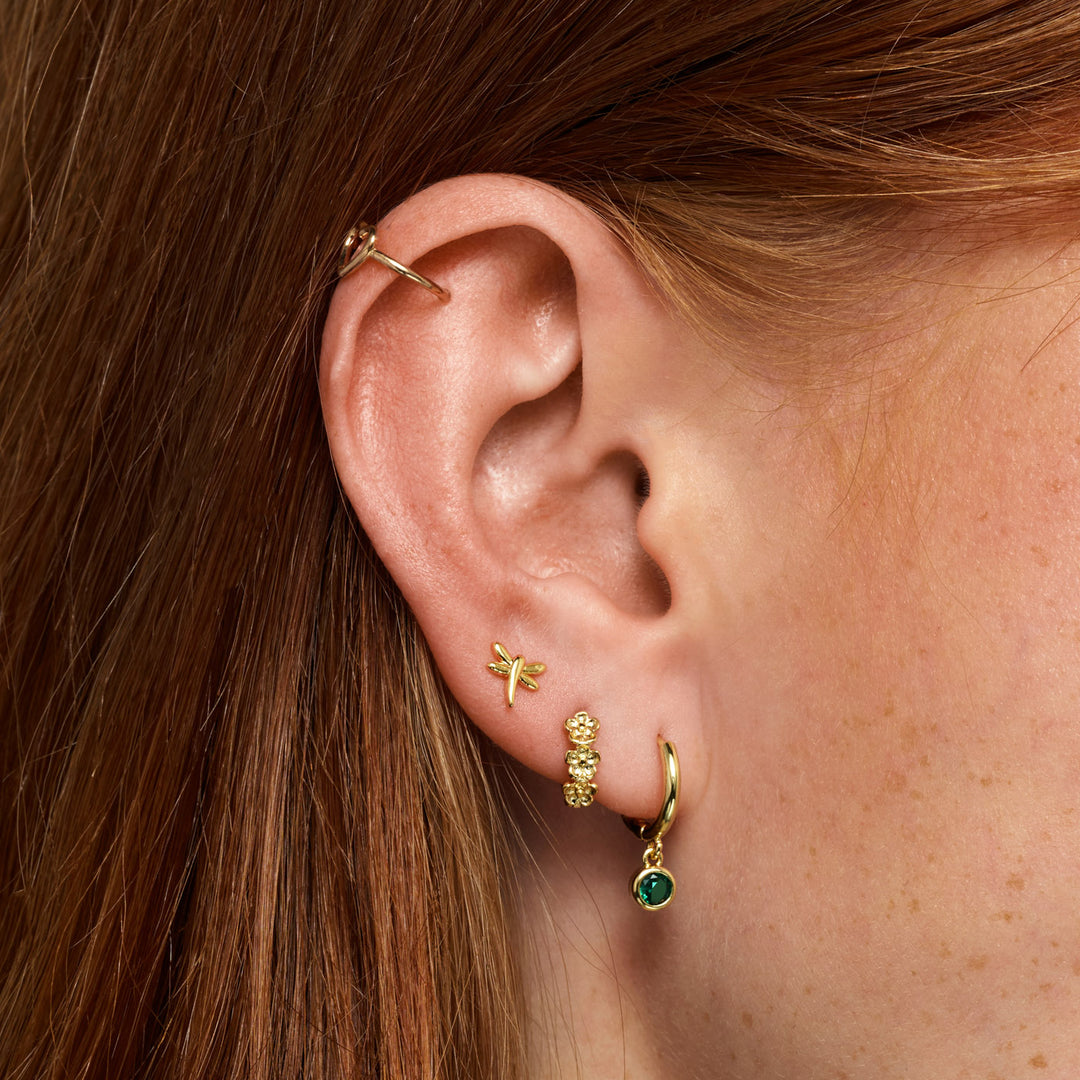 Brave - Boucles d'oreilles en cristal vert en forme de hoop