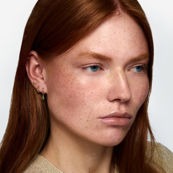 Brave - Boucles d'oreilles en cristal vert en forme de hoop