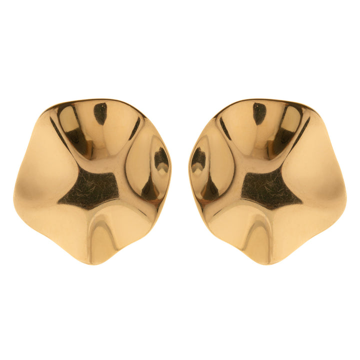 Amélie - Grande boucle d'oreille ronde martelée en acier inoxydable