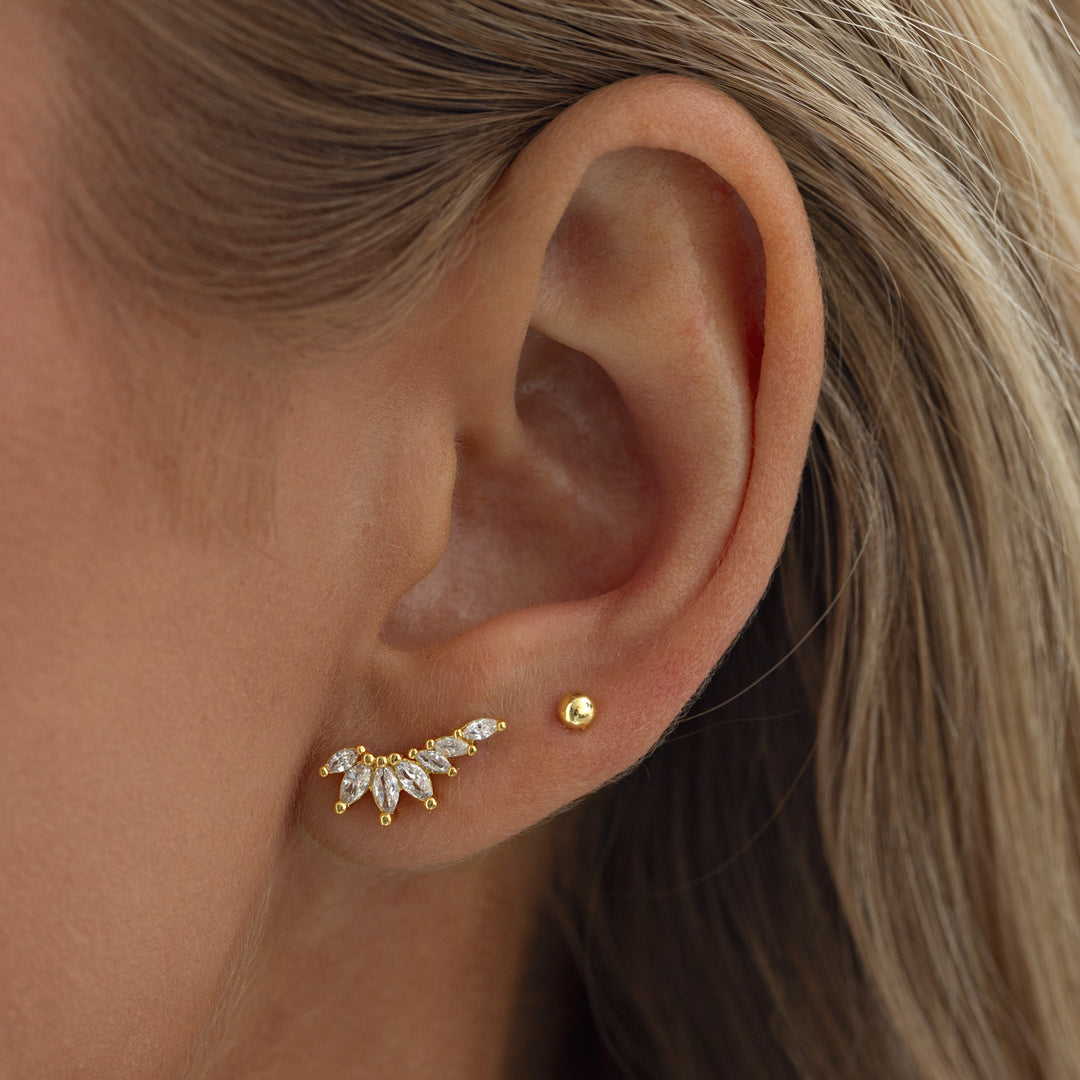 Zubi - Boucles d'oreilles Crystal Leaf Ear Climber