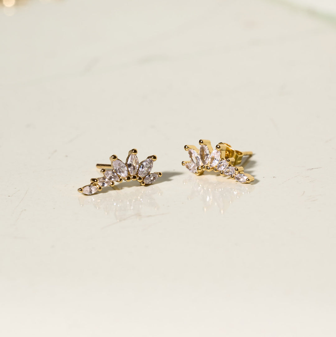 Zubi - Boucles d'oreilles Crystal Leaf Ear Climber