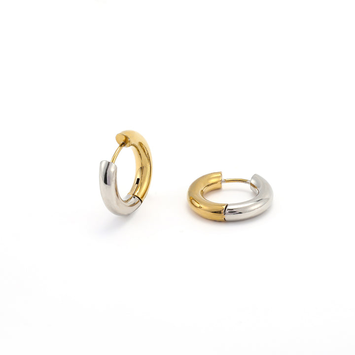 Lyn - Boucles d'oreilles créoles duo en or et argent en acier inoxydable