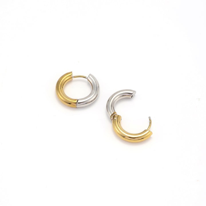 Lyn - Boucles d'oreilles créoles duo en or et argent en acier inoxydable