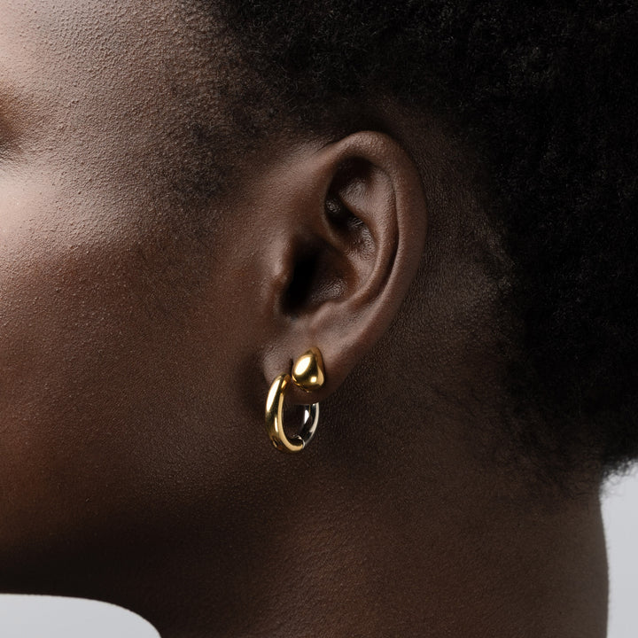 Lyn - Boucles d'oreilles créoles duo en or et argent en acier inoxydable