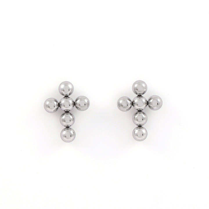 Tia - Bubble Mini Cross Earrings Stainless Steel