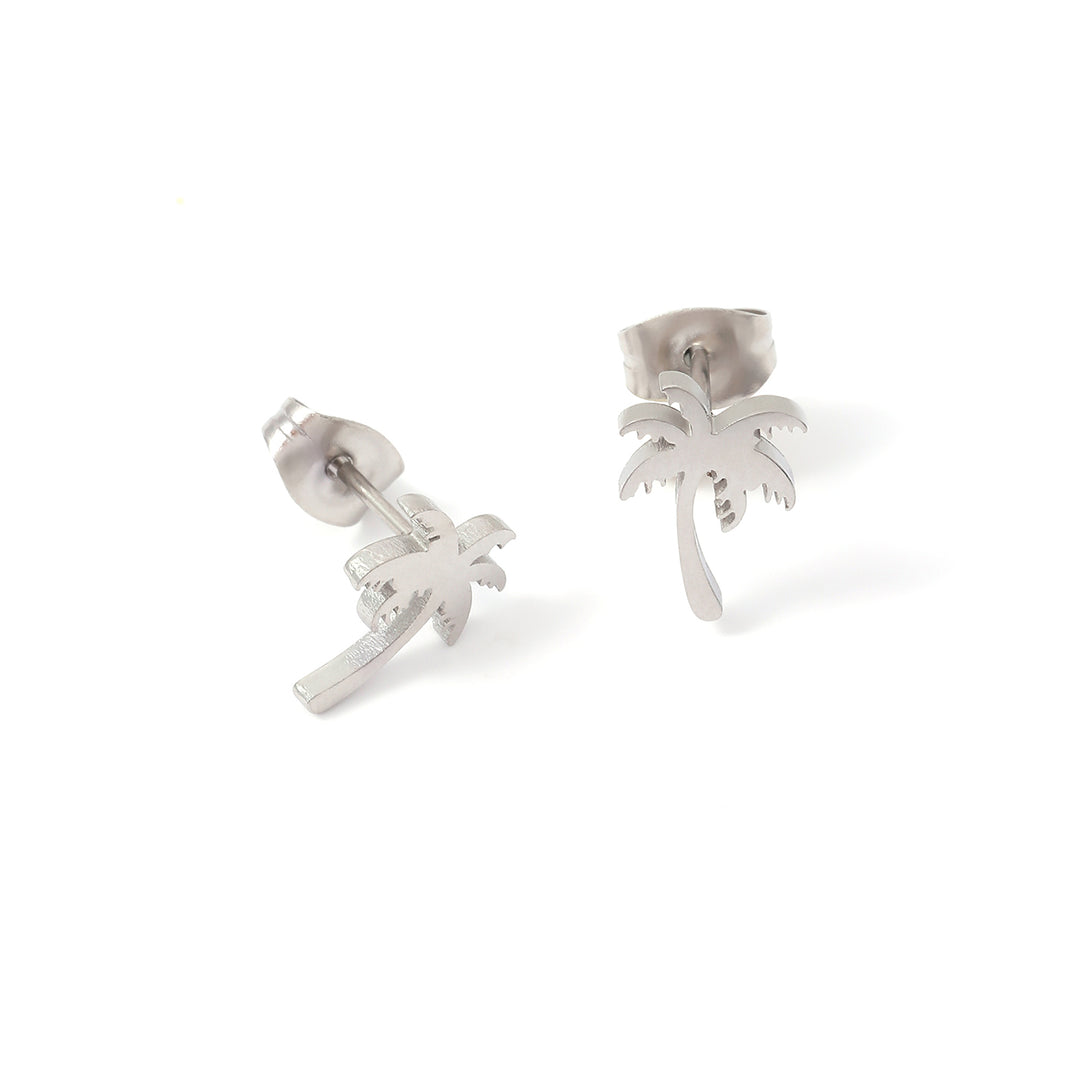 Vanja - Boucles d'oreilles en acier inoxydable en forme de palmier